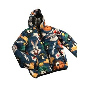 Looney Tunes Members Only Kids Puffer Jacket Cartoon Character Print Size 14/16